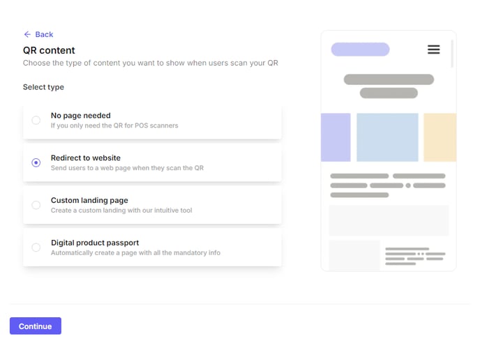 QR content - Redirect to website 1